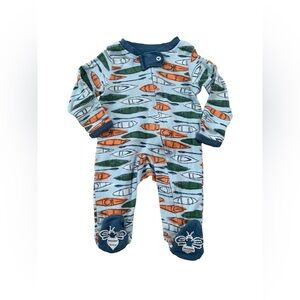 Burt’s Bees Size Newborn Canoe Print Organic Pajamas Footie Sleeper